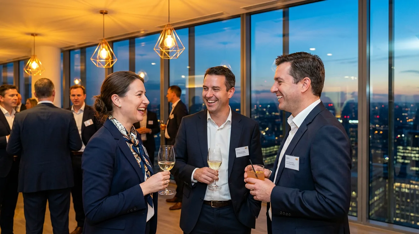 Business professionals networking at corporate event