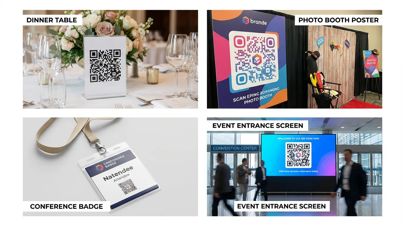 QR code placement in various event locations